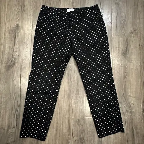 Elle  Brand Skinny Ankle Black White Polka Dot Career Pants Trousers Size 8