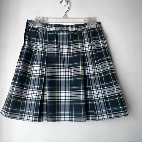Vintage Navy White Green White Yellow Plaid Schoolgirl Pleated Skirt S