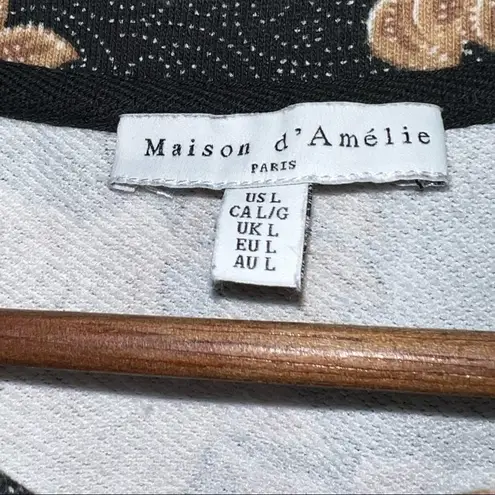 Maison d’Amelie Paris floral print long sleeved knit top women's size large Black - Image 5