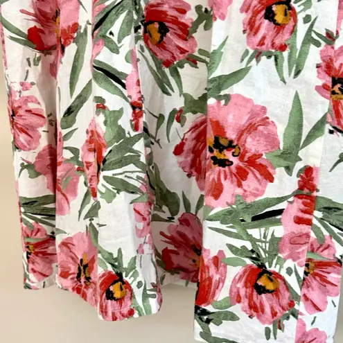 Tahari Linen Blend Floral Shirt Dress Sleeveless Size 8