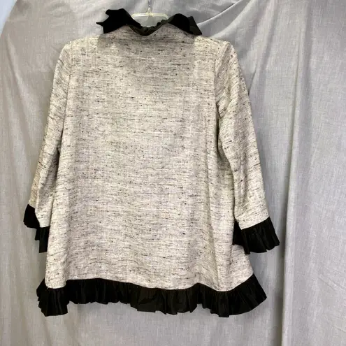 Mark Heister Silk Jacket XS Ruffled Trim Couture Evening Artwear Gray