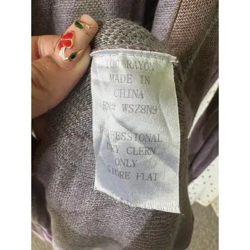 Plenty By Tracy Reese Brown Lavender Argyle Button Down Duster Long Cardigan S