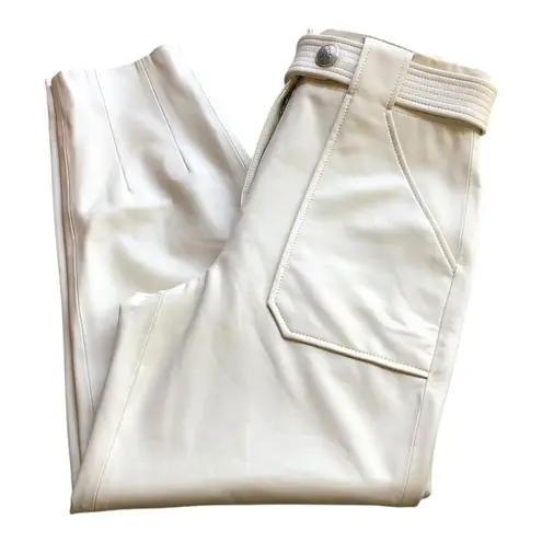Veronica Beard Ecru Vegan Leather Atala Pants Tapered Leg Women's Size 2 NWT