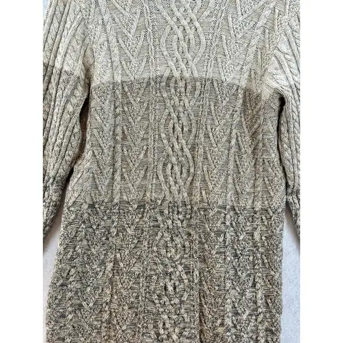 Jeanne pierre Jean Pierre Size Large Sweater Cable Knit Turtle Neck Long Line Cream Brown