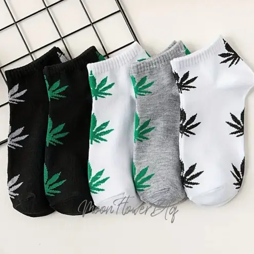 Leaf Print Ankle Socks – 5