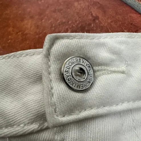 Rock Revival Remix By  White Distressed Patches Raw Hem Denim Shorts Size 27 - Image 4