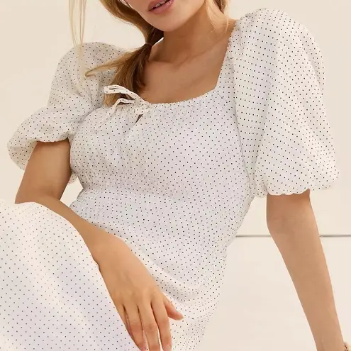 Faithfull the Brand Midi Dress Cottagecore Polka Dot Prairie Coquette Linen 10