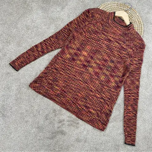 Sundance Mock Neck Longsleeve Ribbed Sweater Boho in Earth Tone Multicolor XL Orange - Image 2