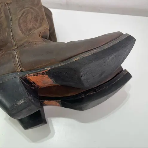 Road Wolf Women 6.5M Brown Leather Cowgirl Boots Festival 2.5' Heel Southwestern Size 6.5