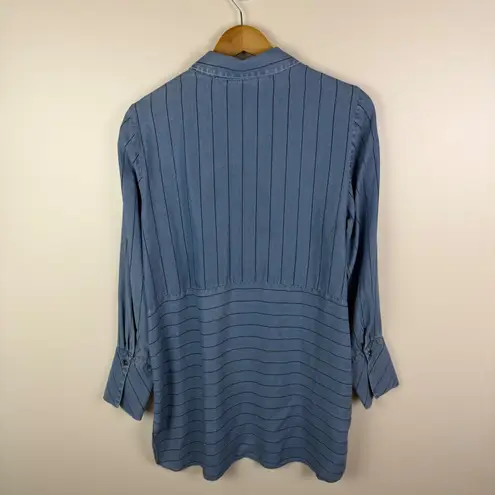 Soft Surroundings Chambray Stripe Button Up Shirt Medium Blue Tunic Soft Relaxed - Image 4