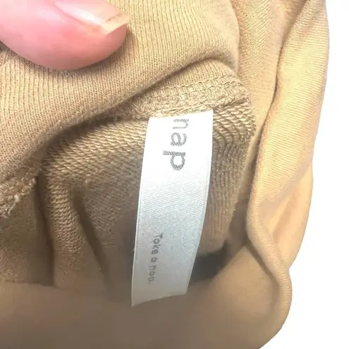 NAP Loungewear Boxy Turtleneck Sweatshirt in Light Camel Size Small Tan