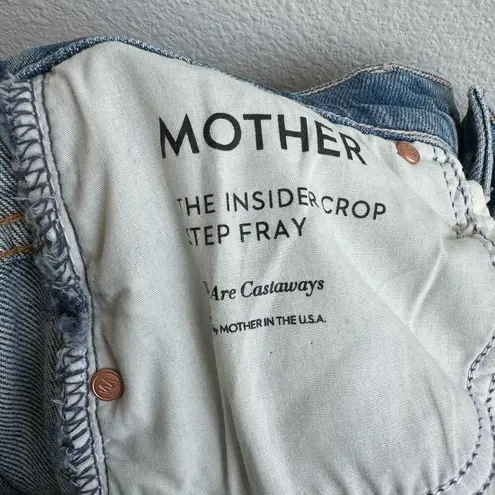 MOTHER SUPERIOR The Insider Crop Step Fray Jeans We Are Castaways Size 25 Patch Blue