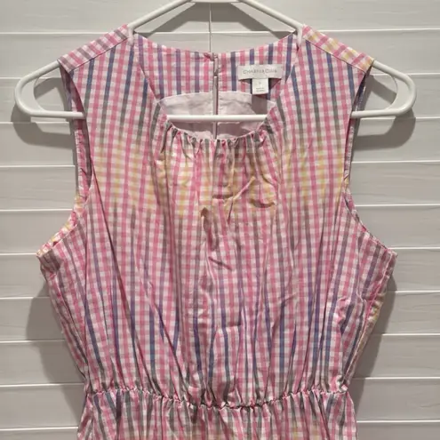 Charter Club Women S Cotton Preppy Party Plaid Midi Baby Shower Pink Blue Dress