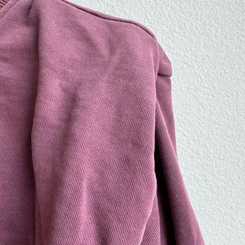 ZARA  Dusty Rose Pink Long Sleeve Thick Crewneck Shoulder Pad Size Small Cropped