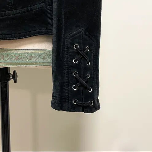 BNCI Velveteen Asymmetrical Motorcycle Corset Ties Black