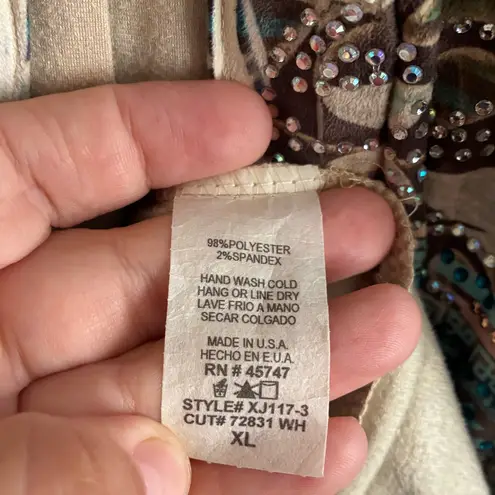 Justified Bohemian Elegant Multicolor Patterned Righstones Details Cardigan XL Blue