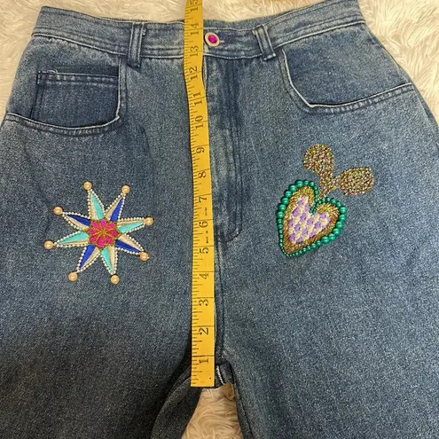 NWT Vintage 80s Cedars Beaded Embellished High waist jeans Blue Size 10