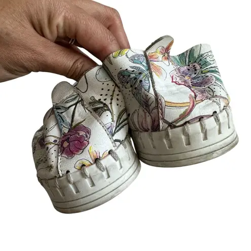 Eric Michael Floral Leather Lace Up Sneakers Size 41