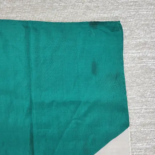 VTG Daniel Hechter Silk Scarf 30" Square Green Plaid Elephant Hand Rolled