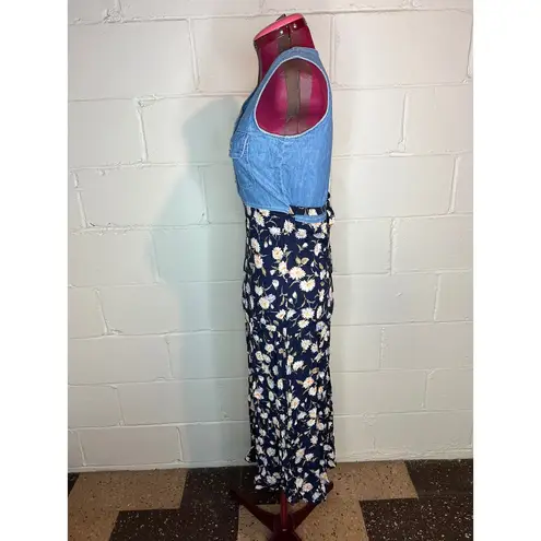 dress denim floral skirt blue white yellow y2k Size 4