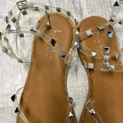 Nicole Miller  Coralinne Clear Strappy Studded Sandal Size 9