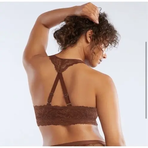 Savage X Fenty Warm Brown Floral Lace RacerbackāBralette Bra Size 2XL