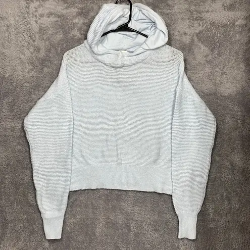 All in Motion Women’s Knit Hoodie Sweater Light Blue Pullover Long Sleeve Size X