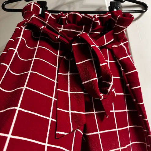 SheIn Red Checkered High Waisted Dress Pants