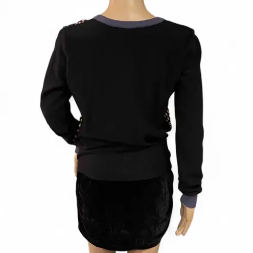 Emporio Armani VTG Silk Cashmere Cardigan Made in Italy Polka Dot Black Sz 6/42