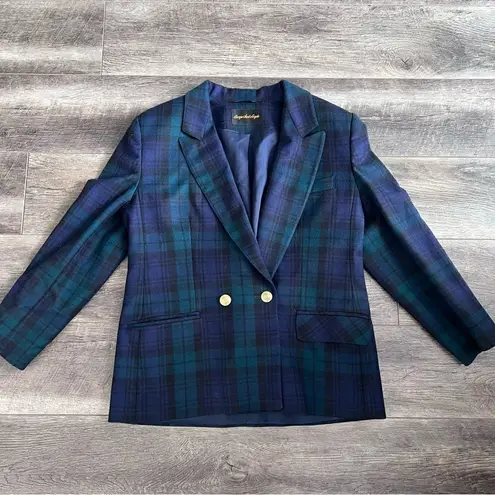 Vintage 80’s Giorgio Sant Angelo Tartan Plaid Wool Blazer Size 10 Green