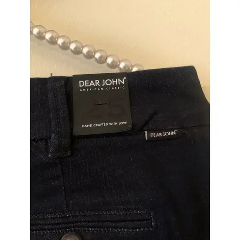 Dear John NWT  Womens Size 25 Finnegan Roll Cuff Shorts Dark Wash Blue Denim