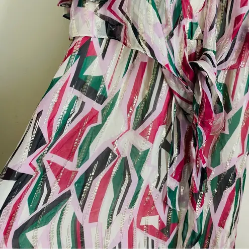 Ba&sh Beryl Rose Silk Faux Wrap Midi Dress size L (10) as seen on Kelly Ripa