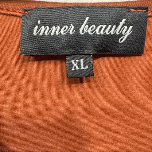 Inner beauty Rust Orange Baby Doll Tiered Ruffle Long Sleeve V Neck Knit Dress