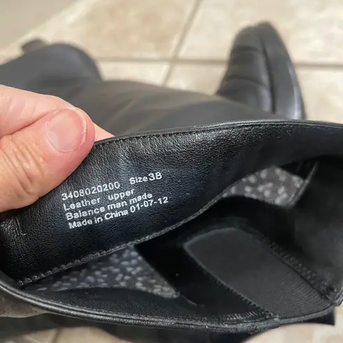 Dansko myra Black Leather Knee High Zipper Heel Boots Womens Size 7.5/8 38