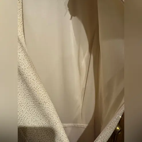 Patra Women’s Ivory with Silver& Gold GlitterTop Full Length Formal Evening Gown Tan Size 8