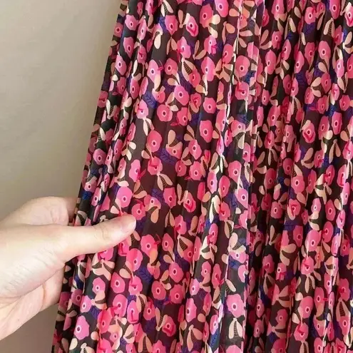 WD•NY WD.NY Floral Pleated Midi Skirt, Size Medium