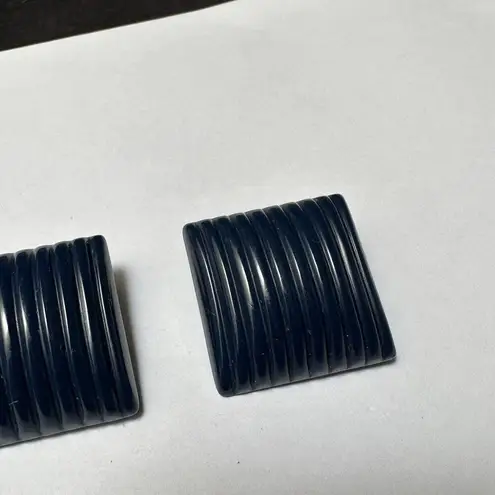 Les Bernard Vintage Blue Statement Square Clip On Earrings Signed