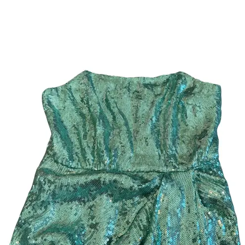 Derek Lam 10 Crosby Lexi Sequin Spaghetti Strap Dress Asymmetrical Size 0 NWT Green
