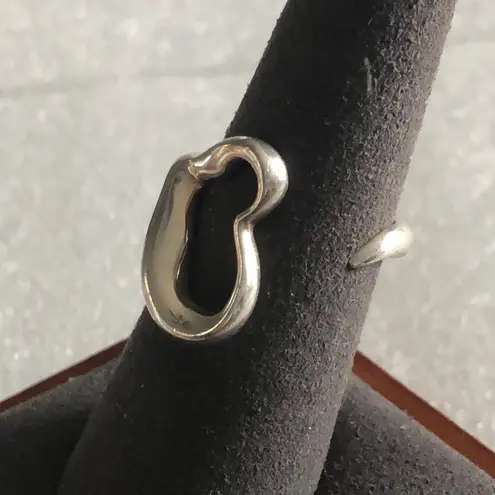 Tiffany & Co. Peretti 925 Sterling Silver Open Heart Ring Sz 7 Blue Box Dust Bag