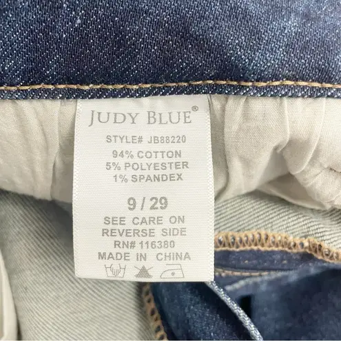 Judy Blue High Waist Destroyed Cuffed Boyfriend Jeans Dark Wash Size 29 | 8