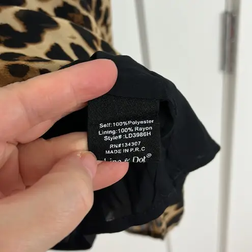 Line and Dot Small Brown and Black Leopard Animal Print Short Sleeve Shift Dress