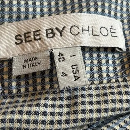 See By Chloe preppy blue and white checkered ladies blouse size 4 US yacht