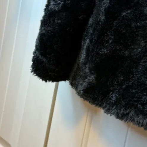 Sashimi Black Faux Fur Cropped Jacket Chic Bolero Coat 3/4 Sleeve Trendy Coat S