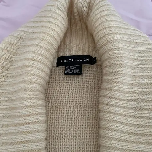 I.B. Diffusion cream wool mohair blend oversized chunky shawl collar cardigan S