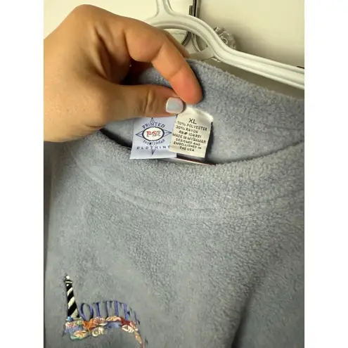 Vintage Outer Banks Granny Blue Fleece Embroidered Crewneck Sweatshirt Size XL