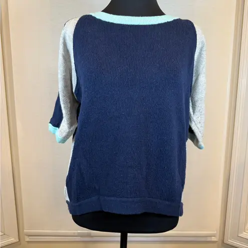 Field Flower by Wendi Reed Colorblock Raglan Sweater – Medium Blue