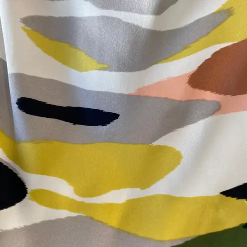 Equipment Camo Print Tie Sleeve 100% Silk Blouse Size L