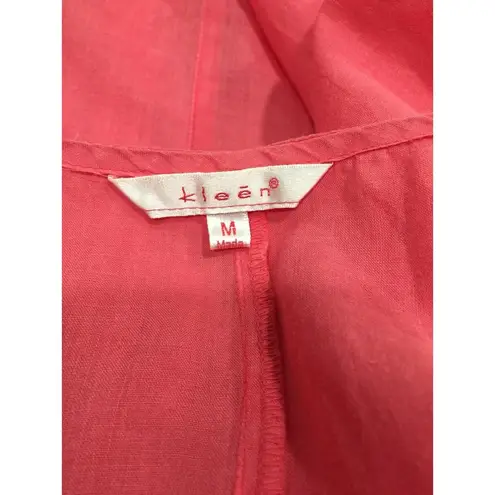 Kleen Lagenlook Pullover Pink Linen Top Shirt Button Detail Women's Medium