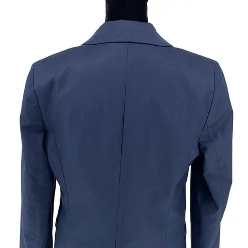 J. Crew Womens Cotton Blend Notch Lapel Long Sleeves Blazer Navy Blue Size 6