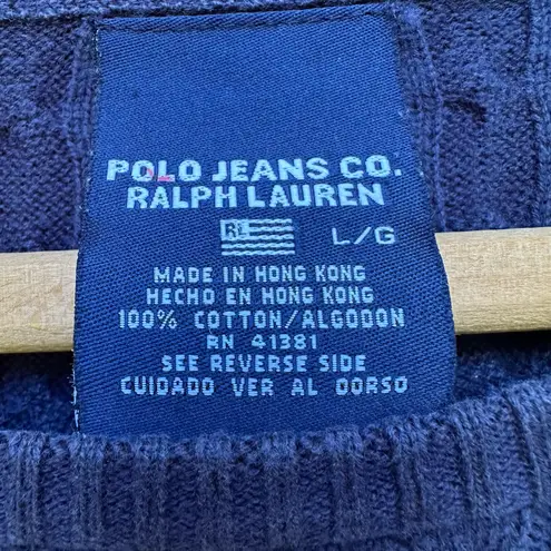 Polo Jeans Co. Ralph Lauren Navy Cable Knit Sweater – Size L Blue Size L